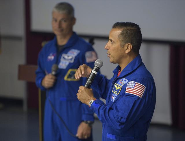 NASA image: Vande Hei and Acaba at Walt Whitman Middle School