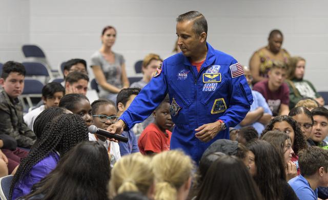 NASA image: Vande Hei and Acaba at Walt Whitman Middle School