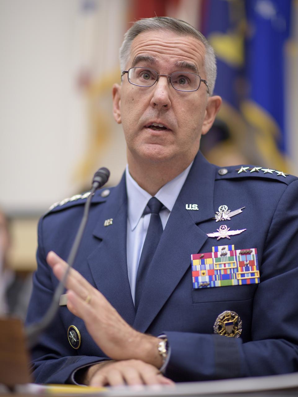 Commander, U.S. Strategic Command, General John Hyten testifies before the House Subcommittee on Strategic Forces during a hearing on Space Situational Awareness: Whole of Government Perspectives on Roles and Responsibilities, Friday, June 22, 2018 at the Rayburn House Office Building in Washington. Photo Credit: (NASA/Bill Ingalls)