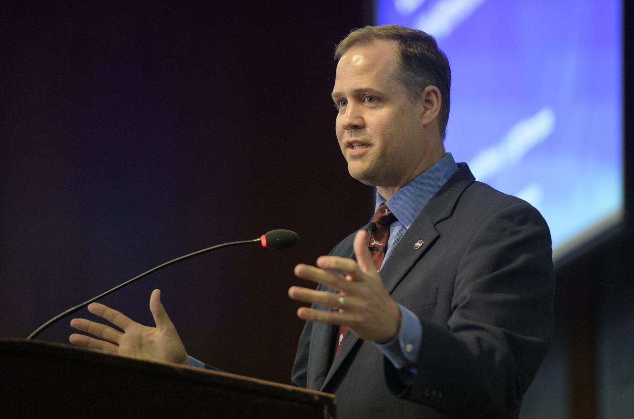 NASA Administrator Jim Bridenstine speaks at an event celebrating NASA's 60th anniversary at the Center for Strategic and International Studies on Monday, July 23, 2018 in Washington. Following his remarks, the administrator participated in a panel discussion with former administrators Sean O'Keefe and Charles Bolden. (Photo Credit: NASA/Joel Kowsky)