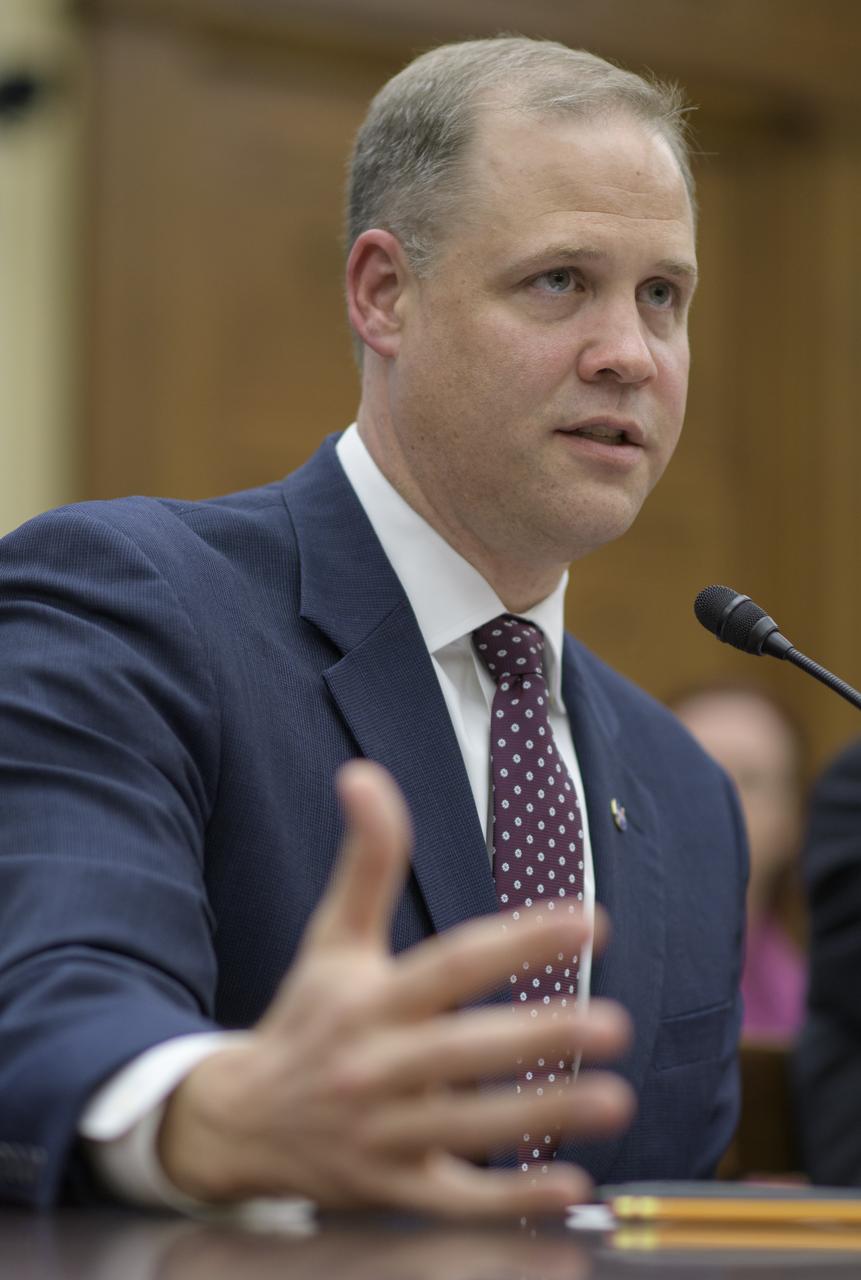 NASA Administrator Jim Bridenstine testifies before the House Committee on Science, Space, and Technology during a hearing on the James Webb Space Telescope, Wednesday, July 25, 2018 at the Rayburn House Office Building in Washington. Photo Credit: (NASA/Bill Ingalls)