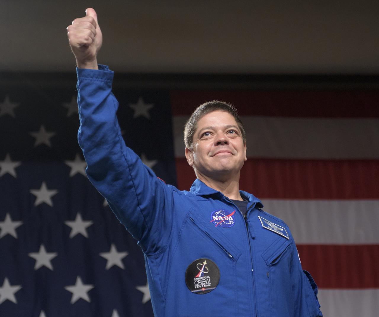 NASA astronaut Bob Behnken is seen during a NASA event where it was announced that he, and NASA astronaut Doug Hurley are assigned to SpaceX’s Crew Dragon Demo-2 flight to the International Space Station, Friday, Aug. 3, 2018 at NASA’s Johnson Space Center in Houston, Texas. Astronauts assigned to crew the first flight tests and missions of the Boeing CST-100 Starliner and SpaceX Crew Dragon where announced during the event. Photo Credit: (NASA/Bill Ingalls)