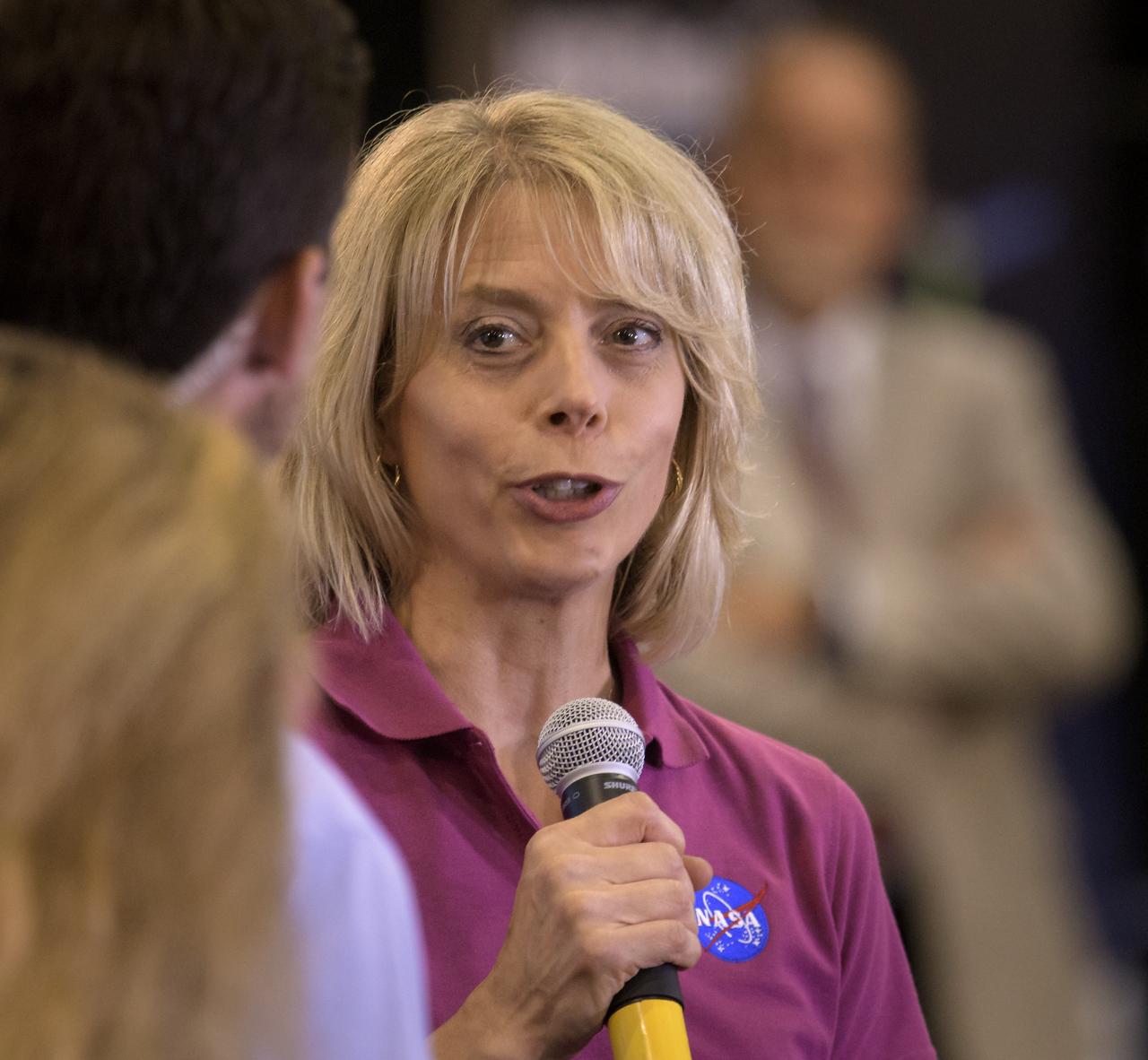 Cathy Richardson, Deputy Program Manager, Earth Science Projects Division, NASA's Goddard Space Flight Center, is seen during a NASA Ice, Cloud and land Elevation Satellite-2 (ICESat-2) prelaunch briefing, Thursday, Sept. 13, 2018, at Vandenberg Air Force Base in California. The ICESat-2 mission will measure the changing height of Earth's ice. Photo Credit: (NASA/Bill Ingalls)