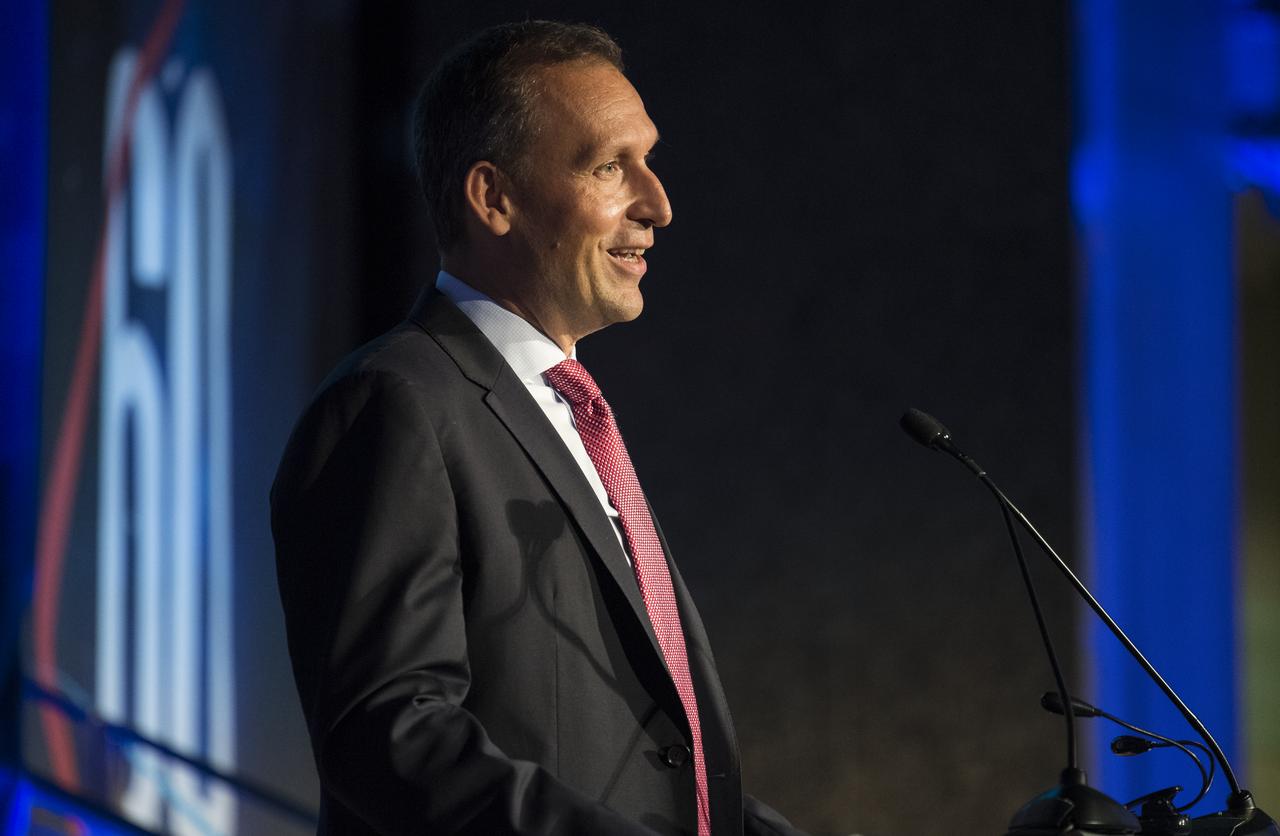 NASA Associate Administrator for the Science Mission Directorate Thomas Zurbuchen speaks during a reception hosted by the American Institute of Aeronautics and Astronautics (AIAA) to celebrate NASA's 60th anniversary, Thursday, Sept. 20, 2018 at the Ronald Reagan Building and International Trade Center in Washington, DC. Photo Credit: (NASA/Joel Kowsky)