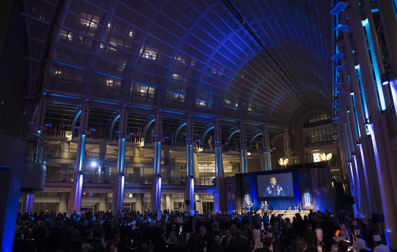 NASA astronauts Jeanette Epps, Randy Bresnik, Shannon Walker, and Mark Vande Hei are seen on stage during a reception hosted by the American Institute of Aeronautics and Astronautics (AIAA) to celebrate NASA's 60th anniversary, Thursday, Sept. 20, 2018 at the Ronald Reagan Building and International Trade Center in Washington, DC. Photo Credit: (NASA/Joel Kowsky)