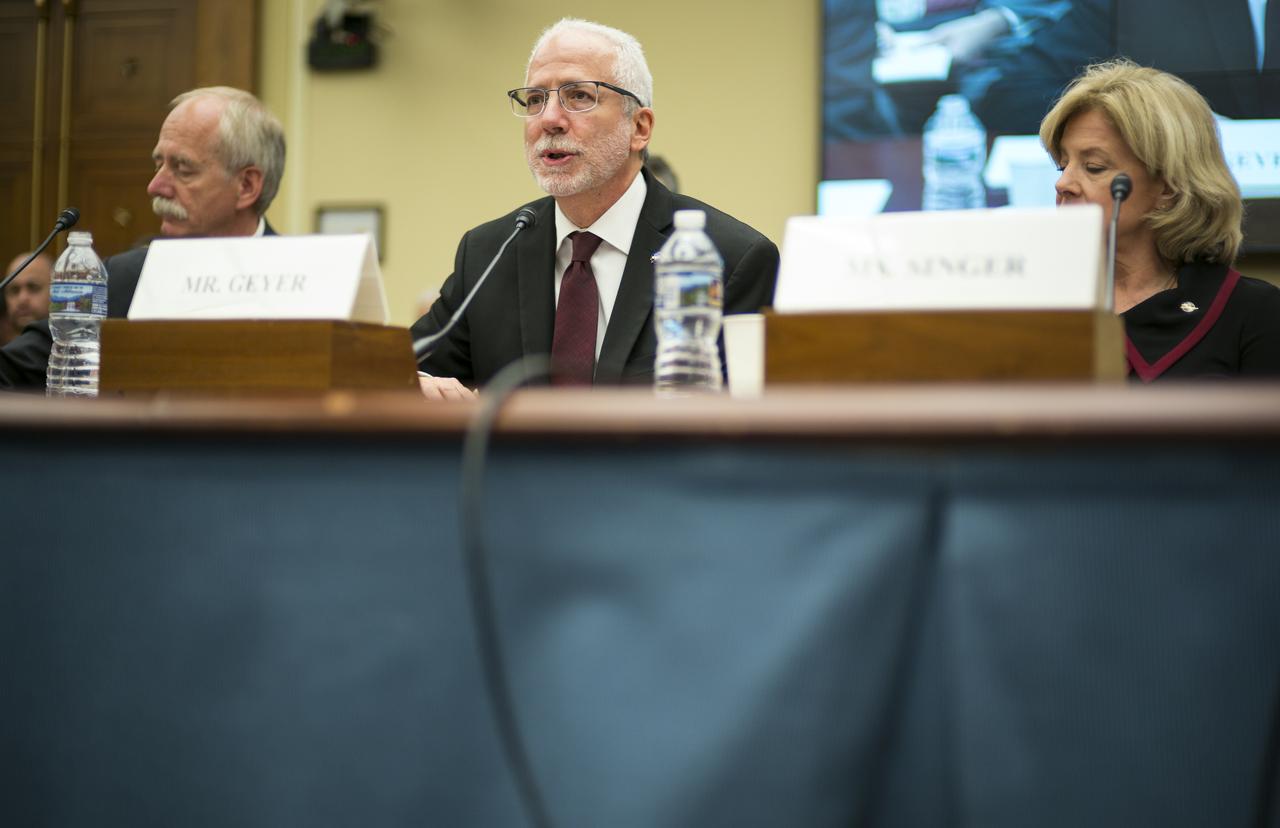 Mark Geyer, Director of NASA's Johnson Space Center, testifies during a House Subcommittee on Space hearing titled "60 Years of NASA Leadership in Human Space Exploration: Past, Present, and Future," Wednesday, Sept. 26, 2018 at the Rayburn House Office Building in Washington.  Photo Credit: (NASA/Joel Kowsky)