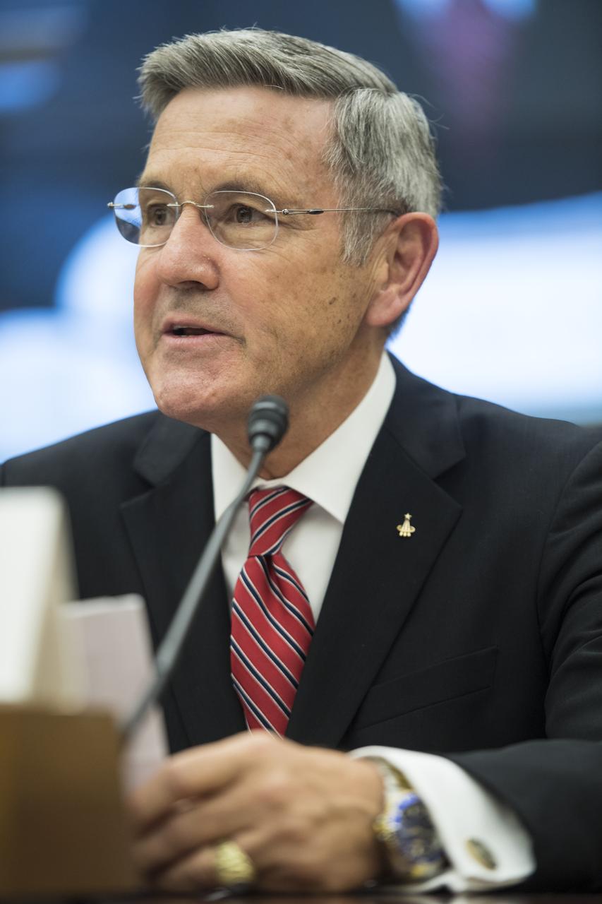 Robert Cabana, Director of NASA's Kennedy Space Center, testifies during a House Subcommittee on Space hearing titled "60 Years of NASA Leadership in Human Space Exploration: Past, Present, and Future," Wednesday, Sept. 26, 2018 at the Rayburn House Office Building in Washington.  Photo Credit: (NASA/Joel Kowsky)