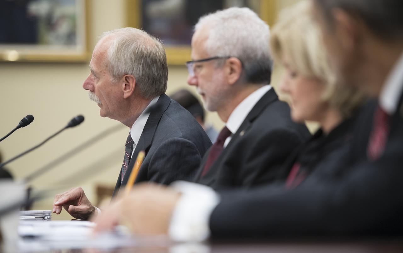 NASA Associate Administrator for the Human Exploration and Operations Mission Directorate William Gerstenmaier testifies during a House Subcommittee on Space hearing titled "60 Years of NASA Leadership in Human Space Exploration: Past, Present, and Future," Wednesday, Sept. 26, 2018 at the Rayburn House Office Building in Washington.  Photo Credit: (NASA/Joel Kowsky)