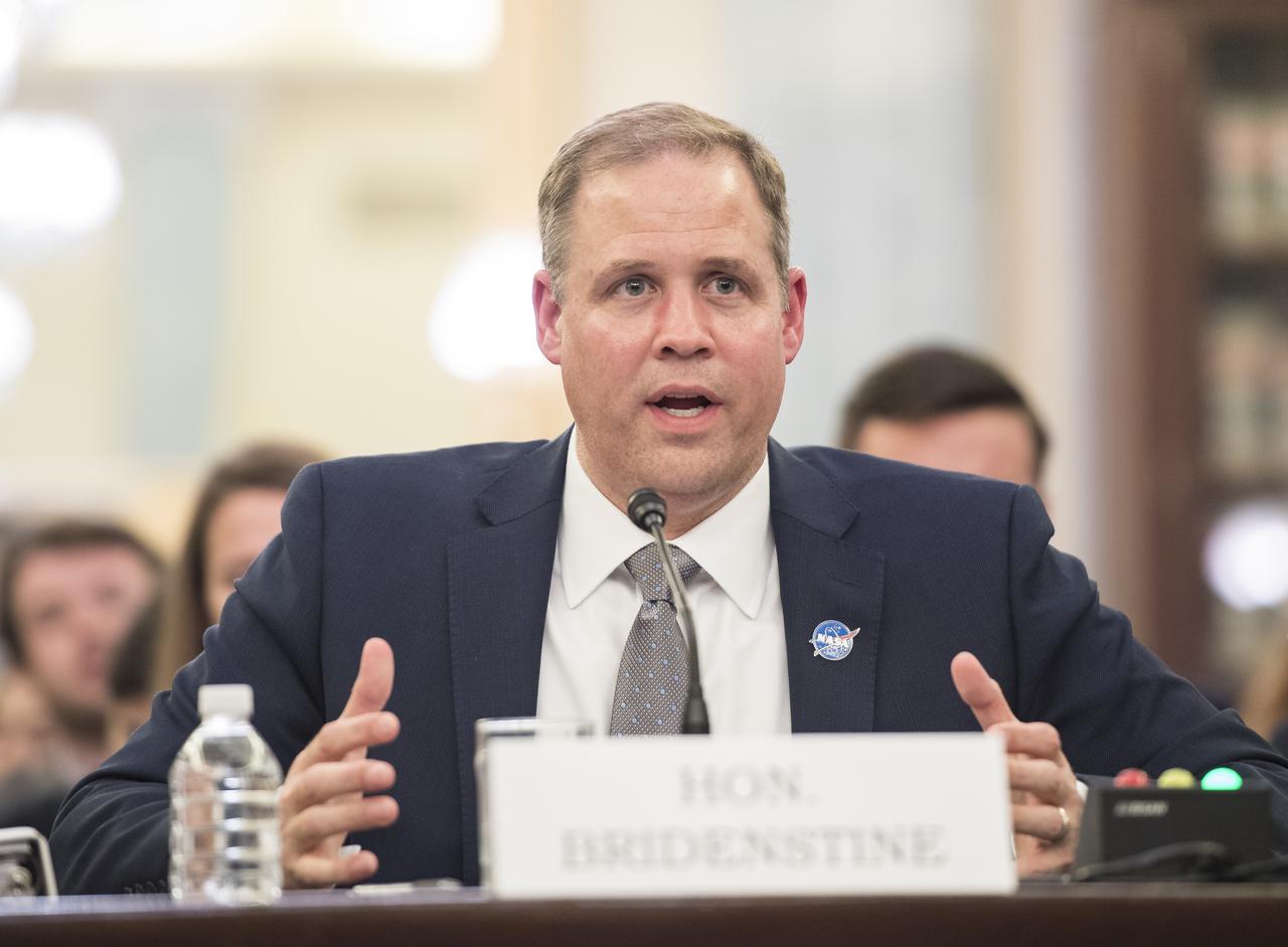 NASA Administrator Jim Bridenstine testifies during a Subcommittee on Space, Science, and Competitiveness hearing titled, "Global Space Race: Ensuring the United States Remains the Leader in Space," Wednesday, September 26, 2018 at the Russell Senate Office Building in Washington. Photo Credit: (NASA/Aubrey Gemignani)