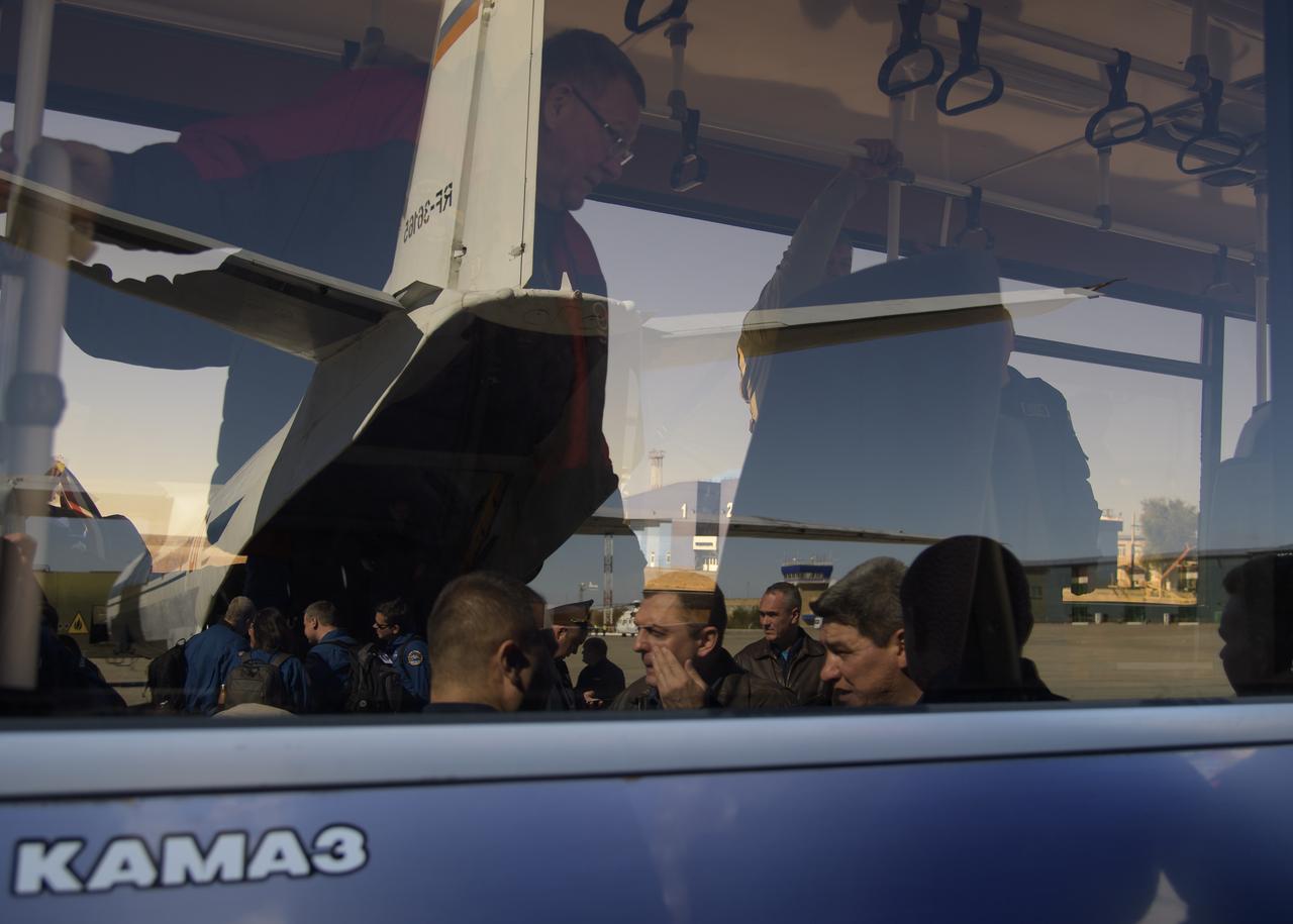 NASA, Roscosmos, and Russian Search and Rescue teams arrive at the Zhezkazgan Airport in Kazakhstan to be in place for the Soyuz MS-08 spacecraft landing with Expedition 56 Commander Drew Feustel and Flight Engineer Ricky Arnold of NASA, along with Flight Engineer and Soyuz Commander Oleg Artemyev of Roscosmos, Thursday, Oct. 4, 2018. Feustel, Arnold, and Artemyev are returning after 197 days in space where they served as members of the Expedition 55 and 56 crews onboard the International Space Station. Photo Credit: (NASA/Bill Ingalls)