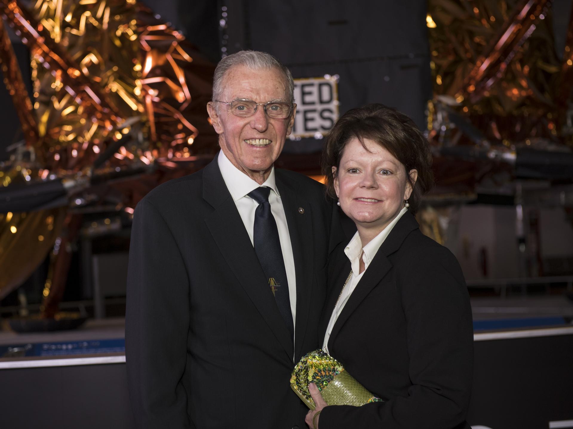Joe Engle with a woman at the premiere of First Man