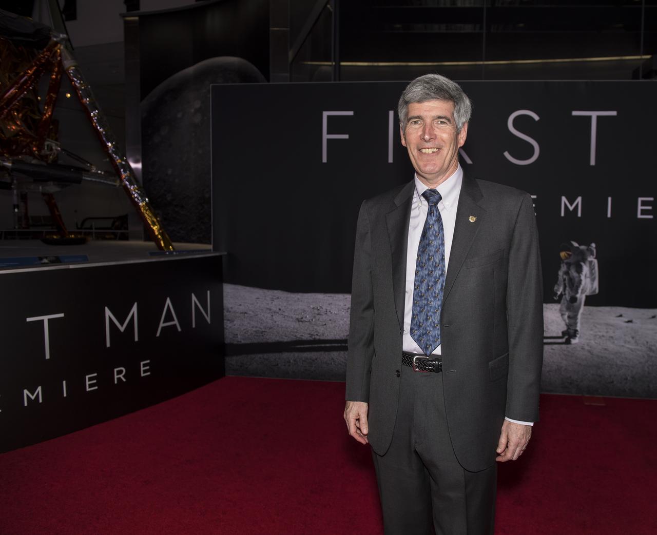 NASA's Chief Historian, Bill Barry, attends the premiere of Universal's feature film "First Man” Thursday, Oct. 4, 2018 at the Smithsonian National Air and Space Museum in Washington. The movie is based on the book by Jim Hansen that chronicles the life of NASA astronaut Neil Armstrong from test pilot to his historic Moon landing. It was directed by Damien Chazelle and stars Ryan Gosling and Claire Foy. Photo Credit: (NASA/Aubrey Gemignani)