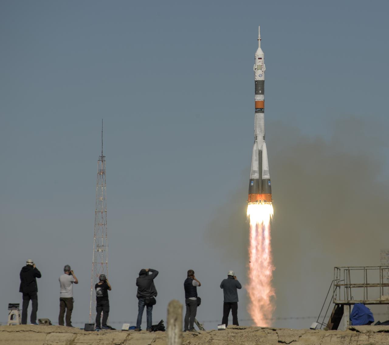 The Soyuz MS-10 spacecraft is launched with Expedition 57 Flight Engineer Nick Hague of NASA and Flight Engineer Alexey Ovchinin of Roscosmos, Thursday, Oct. 11, 2018 at the Baikonur Cosmodrome in Kazakhstan.  During the Soyuz spacecraft's climb to orbit, an anomaly occurred, resulting in an abort downrange. The crew was quickly recovered and is in good condition. Photo Credit: (NASA/Bill Ingalls)
