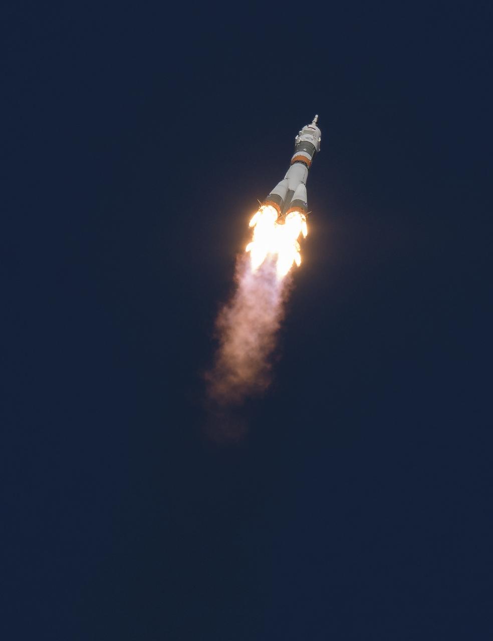 The Soyuz MS-10 spacecraft is launched with Expedition 57 Flight Engineer Nick Hague of NASA and Flight Engineer Alexey Ovchinin of Roscosmos, Thursday, Oct. 11, 2018 at the Baikonur Cosmodrome in Kazakhstan.  During the Soyuz spacecraft's climb to orbit, an anomaly occurred, resulting in an abort downrange. The crew was quickly recovered and is in good condition. Photo Credit: (NASA/Bill Ingalls)