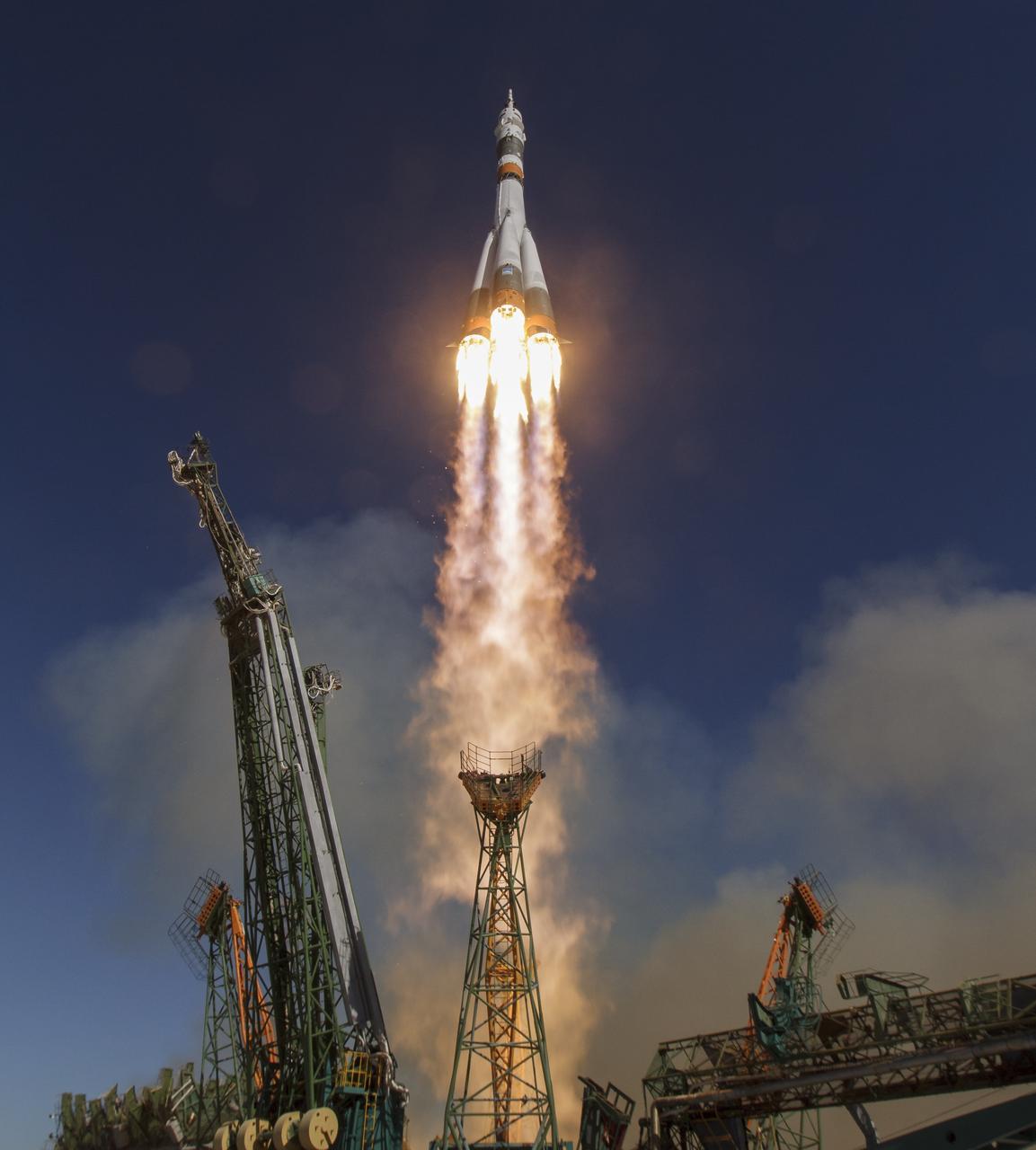 The Soyuz MS-10 spacecraft is launched with Expedition 57 Flight Engineer Nick Hague of NASA and Flight Engineer Alexey Ovchinin of Roscosmos, Thursday, Oct. 11, 2018 at the Baikonur Cosmodrome in Kazakhstan.  During the Soyuz spacecraft's climb to orbit, an anomaly occurred, resulting in an abort downrange. The crew was quickly recovered and is in good condition. Photo Credit: (NASA/Bill Ingalls)