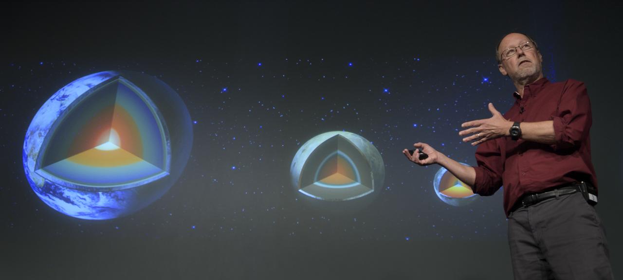 NASA's Jet Propulsion Laboratory InSight principal investigator Bruce Banerdt gives remarks during the NASA InSight Mars Lander (Interior Exploration using Seismic Investigations, Geodesy and Heat Transport) media briefing, Wednesday, Oct. 31, 2018 at NASA Headquarters in Washington. InSIght will land on the Red Planet at approximately 3 p.m. EST (noon PST) Monday, Nov. 26. InSight will study the deep interior of Mars to learn how all celestial bodies with rocky surfaces, including Earth and the Moon, formed. The lander’s instruments include a seismometer to detect marsquakes and a probe to monitor the flow of heat in the planet's subsurface. Photo Credit: (NASA/Bill Ingalls)