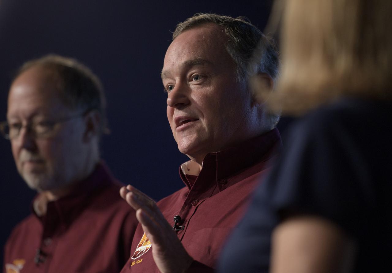NASA's Jet Propulsion Laboratory InSight project manager Tom Hoffman gives remarks during a media briefing regarding the NASA InSight Mars Lander (Interior Exploration using Seismic Investigations, Geodesy and Heat Transport), Wednesday, Oct. 31, 2018 at NASA Headquarters in Washington. InSIght will land on the Red Planet at approximately 3 p.m. EST (noon PST) Monday, Nov. 26. InSight will study the deep interior of Mars to learn how all celestial bodies with rocky surfaces, including Earth and the Moon, formed. The lander’s instruments include a seismometer to detect marsquakes and a probe to monitor the flow of heat in the planet's subsurface. Photo Credit: (NASA/Bill Ingalls)