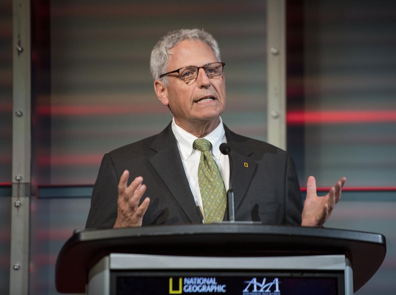 Gary Knell, CEO, National Geographic Partners speaks before a showing of the Project Mars Competition's short films winners and the Mars series, Monday, November 5, 2018 at National Geographic Society Headquarters in Washington. Photo Credit: (NASA/Aubrey Gemignani)