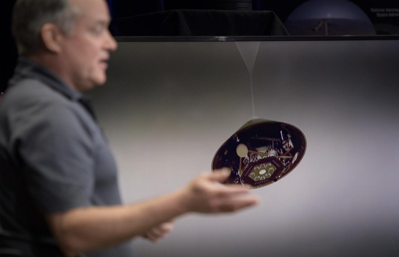 Tom Hoffman, InSight Project Manager, NASA JPL talks about the Mars InSight during a pre-landing briefing, Sunday, Nov. 25, 2018 at NASA's Jet Propulsion Laboratory in Pasadena, California.  InSight, short for Interior Exploration using Seismic Investigations, Geodesy and Heat Transport, is a Mars lander designed to study the "inner space" of Mars: its crust, mantle, and core. InSight is scheduled to touch down on the Red Planet at approximately noon PST (3 p.m. EST) on Nov. 26. Photo Credit: (NASA/Bill Ingalls)