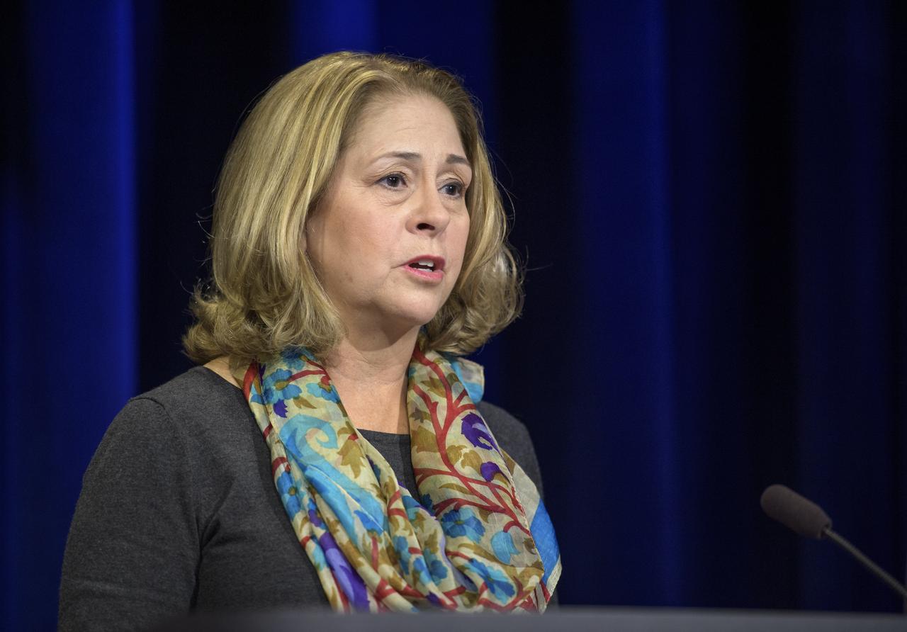 Veronica McGregor, JPL Media Relations Manager, NASA JPL, moderates a Mars InSight pre-landing briefing, Sunday, Nov. 25, 2018 at NASA's Jet Propulsion Laboratory in Pasadena, California.  InSight, short for Interior Exploration using Seismic Investigations, Geodesy and Heat Transport, is a Mars lander designed to study the "inner space" of Mars: its crust, mantle, and core. InSight is scheduled to touch down on the Red Planet at approximately noon PST (3 p.m. EST) on Nov. 26. Photo Credit: (NASA/Bill Ingalls)