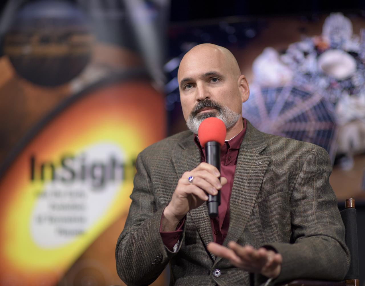 Tim Priser, Quality Director, Lockheed Martin Space talks about Mars InSight during a social media briefing, Sunday, Nov. 25, 2018 at NASA's Jet Propulsion Laboratory in Pasadena, California.  InSight, short for Interior Exploration using Seismic Investigations, Geodesy and Heat Transport, is a Mars lander designed to study the "inner space" of Mars: its crust, mantle, and core. InSight is scheduled to touch down on the Red Planet at approximately noon PST (3 p.m. EST) on Nov. 26. Photo Credit: (NASA/Bill Ingalls)