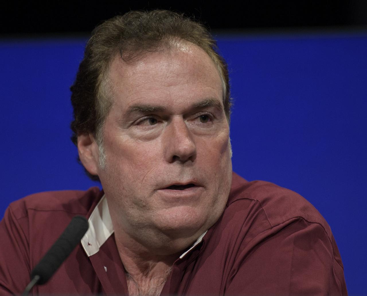 JPL Director Michael Watkins gives remarks during a Mars InSight post-landing press conference, Monday, Nov. 26, 2018 at NASA's Jet Propulsion Laboratory in Pasadena, California. InSight, short for Interior Exploration using Seismic Investigations, Geodesy and Heat Transport, is a Mars lander designed to study the "inner space" of Mars: its crust, mantle, and core. Photo Credit: (NASA/Bill Ingalls)
