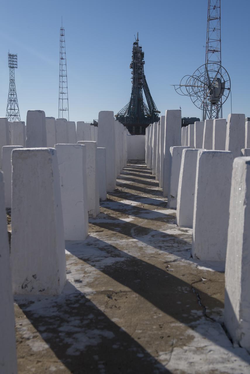The Soyuz booster rocket and MS-11 spacecraft is seen on the launch pad Sunday, Dec. 2, 2018 at the Baikonur Cosmodrome in Kazakhstan. Launch of the Soyuz rocket is scheduled for Dec. 3 and will carry Expedition 58 Soyuz Commander Oleg Kononenko of Roscosmos, Flight Engineer Anne McClain of NASA, and Flight Engineer David Saint-Jacques of the Canadian Space Agency (CSA) into orbit to begin their six and a half month mission on the International Space Station. Photo Credit: (NASA/Aubrey Gemignani)