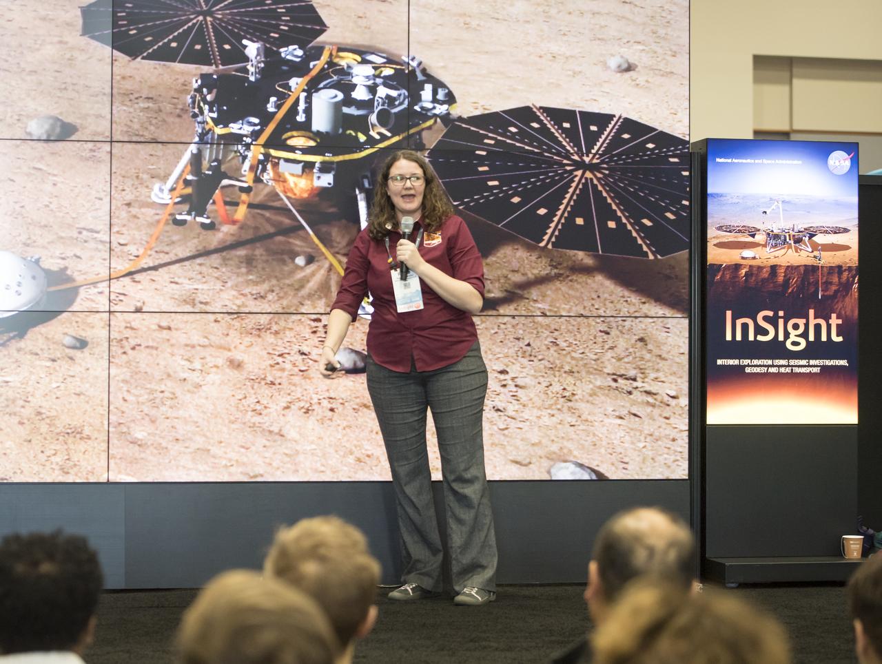 Talks were given at the NASA Hyperwall, Tuesday, December 11, 2018 at the Washington Convention Center in Washington as part of the American Geophysical Union (AGU) annual meeting. Photo Credit: (NASA/Aubrey Gemignani)