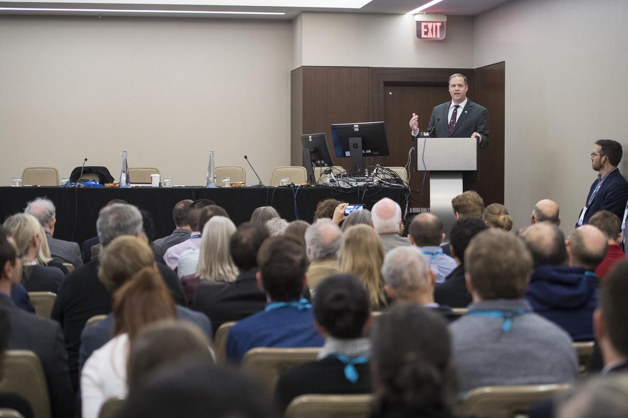 NASA Administrator Jim Bridenstine speaks at the Earth Science Town Hall at the American Geophysical Union (AGU) annual meeting, Tuesday, December 11, 2018 at the Marriott Marquis in Washington. Photo Credit: (NASA/Aubrey Gemignani)