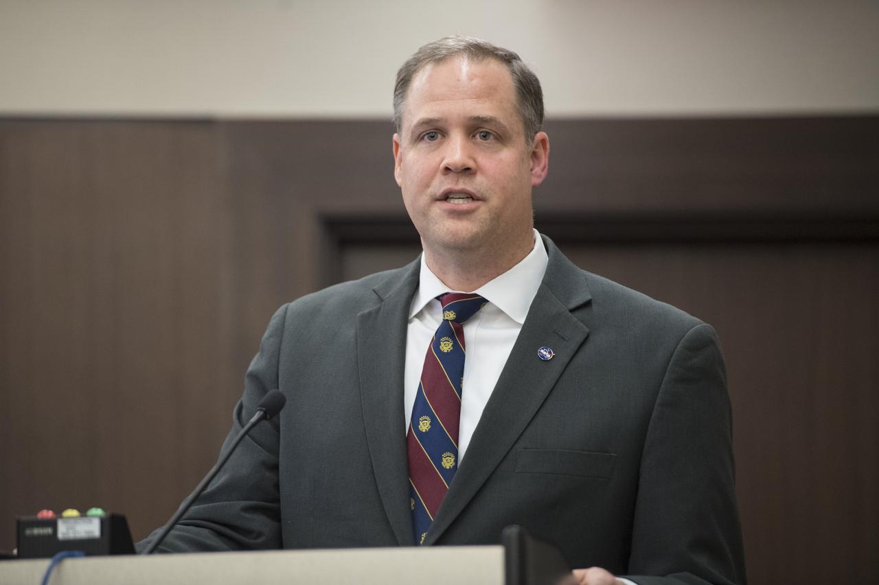 NASA Administrator Jim Bridenstine speaks at the Earth Science Town Hall at the American Geophysical Union (AGU) annual meeting, Tuesday, December 11, 2018 at the Marriott Marquis in Washington. Photo Credit: (NASA/Aubrey Gemignani)