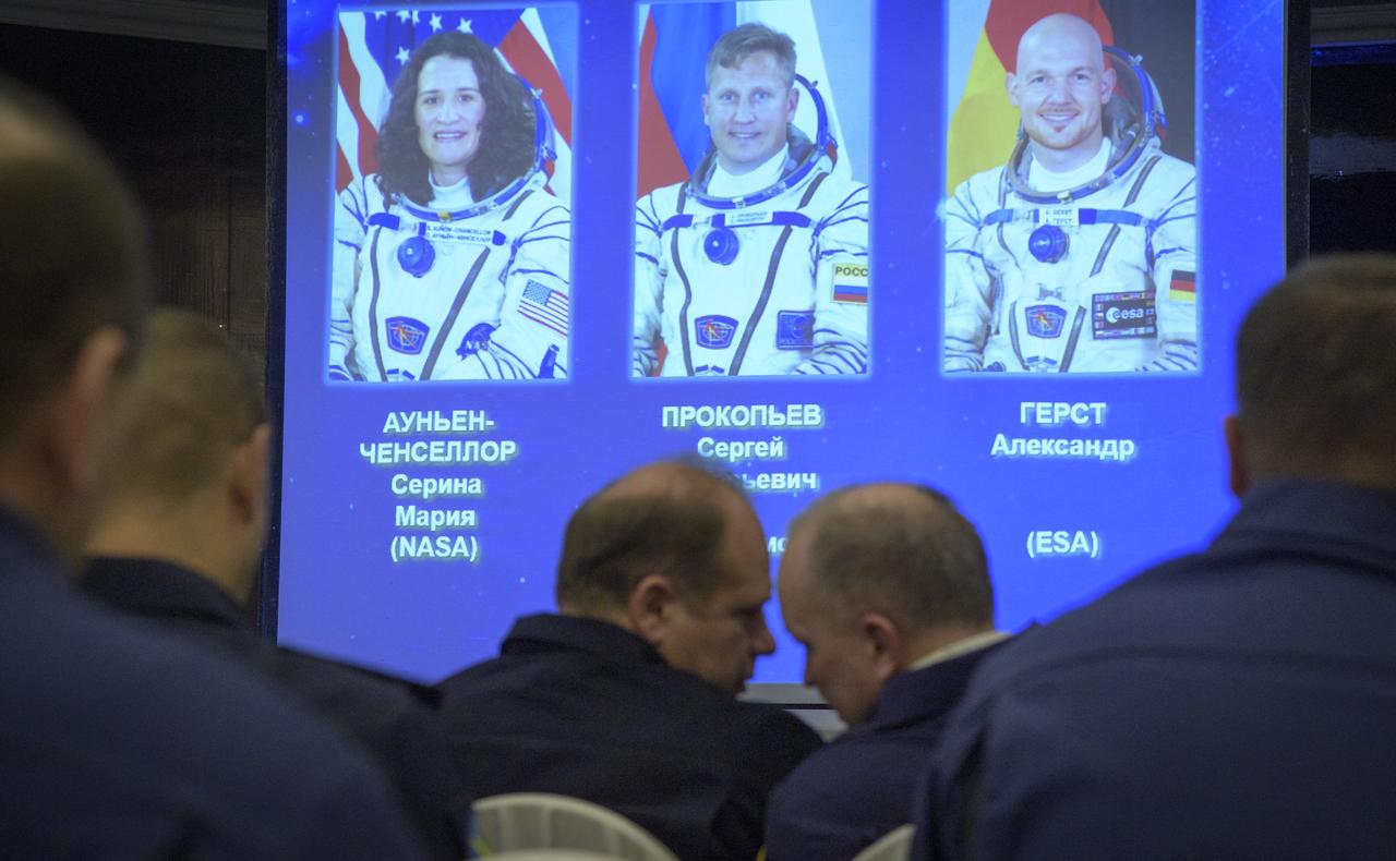 NASA, ESA, Roscosmos, and Russian Search and Recovery Forces meet at the Cosmonaut Hotel in Karaganda, Kazakhstan to discuss the readiness for the landing of Expedition 57 crew members Serena Auñón-Chancellor of NASA, Alexander Gerst of ESA (European Space Agency), and Sergey Prokopyev of Roscosmos, Tuesday, Dec. 18, 2018. Auñón-Chancellor, Gerst, and Prokopyev are returning after 197 days in space where they served as members of the Expedition 56 and 57 crews onboard the International Space Station. Photo Credit: (NASA/Bill Ingalls)