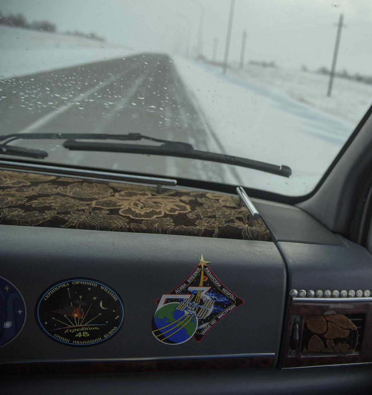 View from a van carrying team members from NASA and ESA to the Karaganda Airport in Kazakhstan in advance of the landing of Expedition 57 crew members Serena Auñón-Chancellor of NASA, Alexander Gerst of ESA (European Space Agency), and Sergey Prokopyev of Roscosmos. Wednesday, Dec. 19, 2018. Auñón-Chancellor, Gerst, and Prokopyev are returning after 197 days in space where they served as members of the Expedition 56 and 57 crews onboard the International Space Station. Photo Credit: (NASA/Bill Ingalls)