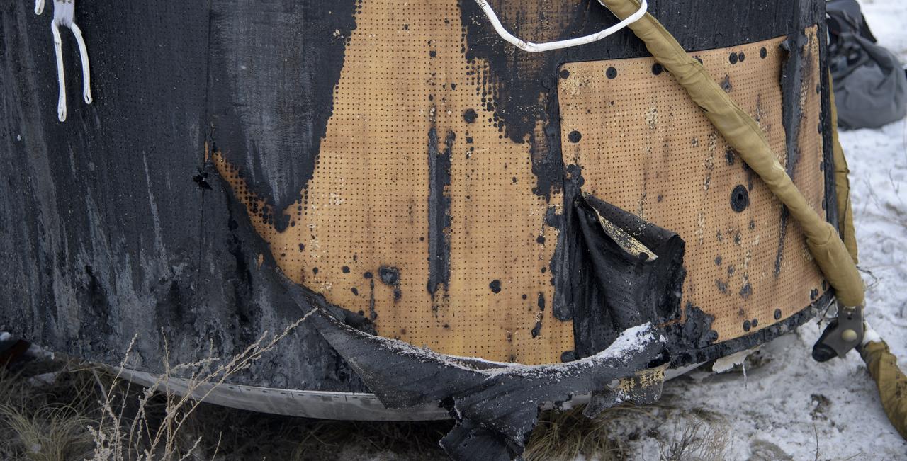 The Soyuz MS-09 spacecraft is seen shortly after it landed with Expedition 57 crew members Serena Auñón-Chancellor of NASA, Alexander Gerst of ESA (European Space Agency), and Sergey Prokopyev of Roscosmos near the town of Zhezkazgan, Kazakhstan on Thursday, Dec. 20, 2018. Auñón-Chancellor, Gerst, and Prokopyev are returning after 197 days in space where they served as members of the Expedition 56 and 57 crews onboard the International Space Station. Photo Credit: (NASA/Bill Ingalls)
