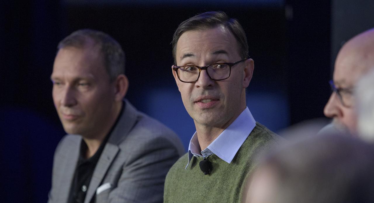 Olivier Barnouin (US Instrument Scientist, Johns Hopkins University/APL) discusses the OSIRIS-REx mission, Monday, Dec. 31, 2018 at Johns Hopkins University Applied Physics Laboratory (APL) in Laurel, Maryland. Photo Credit: (NASA/Bill Ingalls)