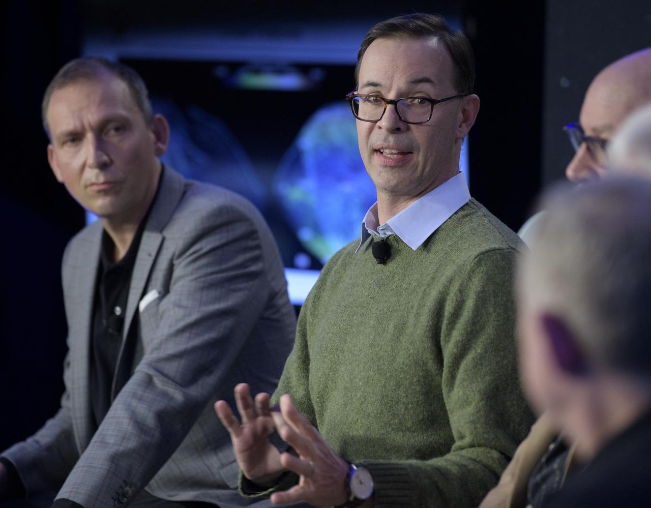 Olivier Barnouin (US Instrument Scientist, Johns Hopkins University/APL) discusses the OSIRIS-REx mission, Monday, Dec. 31, 2018 at Johns Hopkins University Applied Physics Laboratory (APL) in Laurel, Maryland. Photo Credit: (NASA/Bill Ingalls)