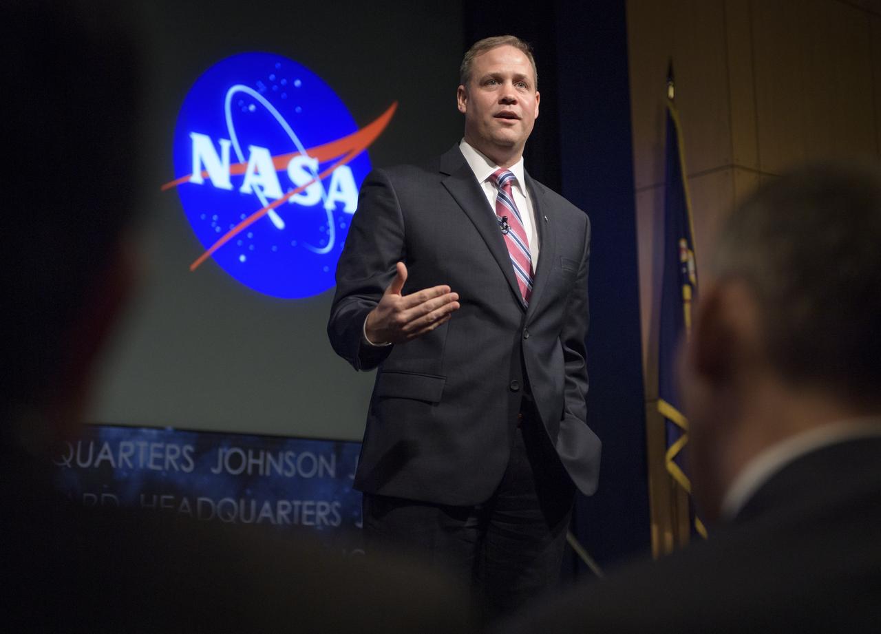 NASA Administrator Jim Bridenstine is seen during a NASA town hall event, Tuesday, Jan. 29, 2019 at NASA Headquarters in Washington. Photo Credit: (NASA/Bill Ingalls)