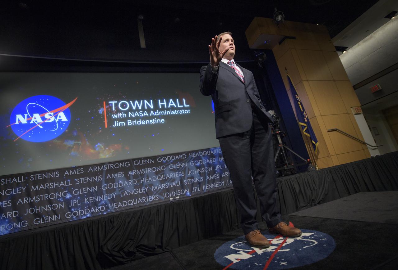 NASA Administrator Jim Bridenstine is seen during a NASA town hall event, Tuesday, Jan. 29, 2019 at NASA Headquarters in Washington. Photo Credit: (NASA/Bill Ingalls)