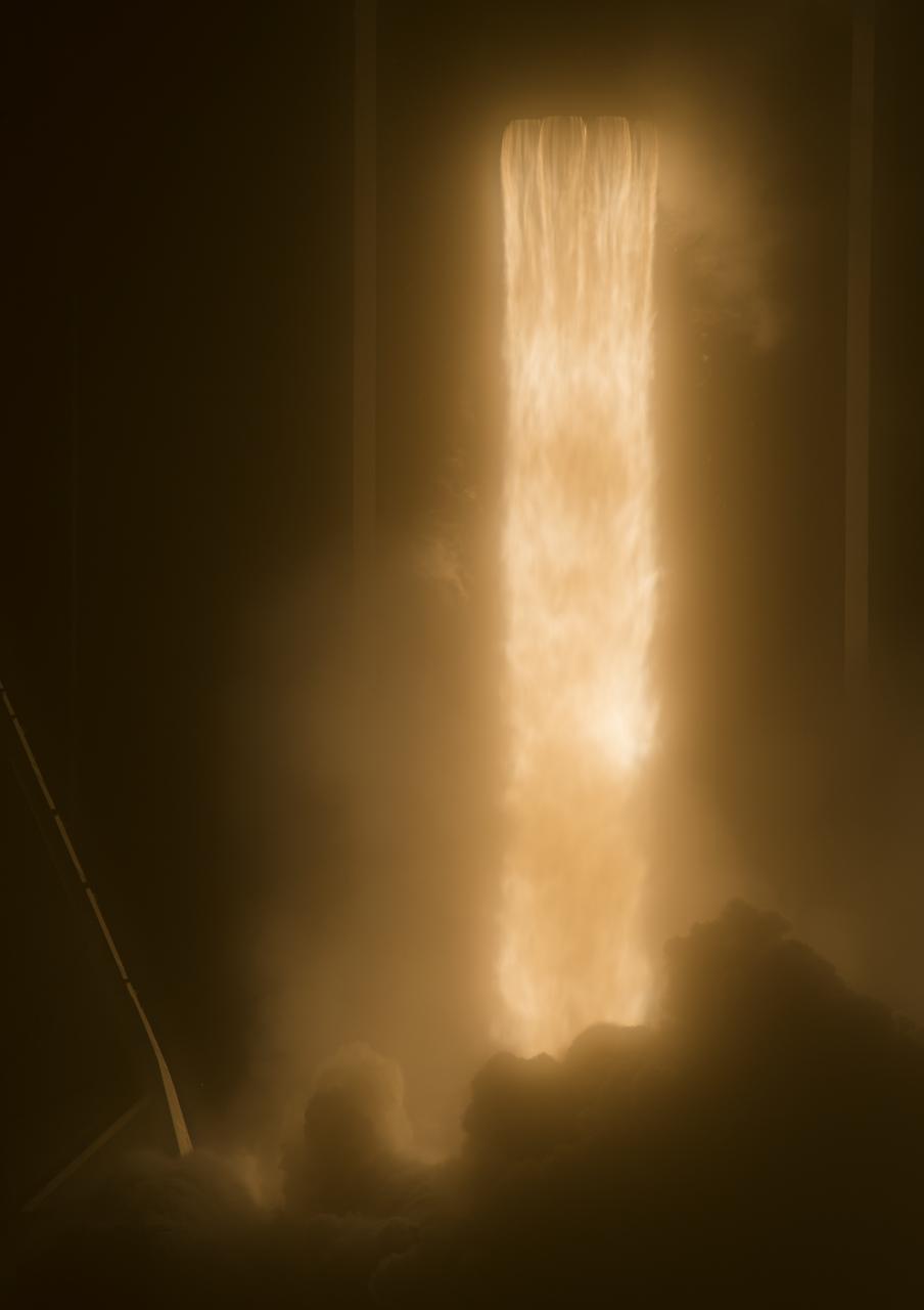A SpaceX Falcon 9 rocket with the company's Crew Dragon spacecraft onboard launches from Launch Complex 39A, Saturday, March 2, 2019 at the Kennedy Space Center in Florida. The Demo-1 mission launched at 2:49am ET and was the first launch of a commercially built and operated American spacecraft and space system designed for humans as part of NASA's Commercial Crew Program. The mission will serve as an end-to-end test of the system's capabilities. Photo Credit: (NASA/Joel Kowsky)