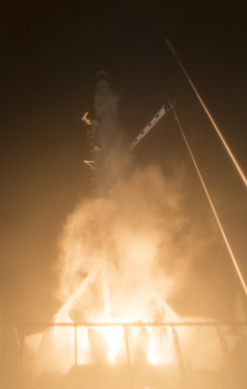 A SpaceX Falcon 9 rocket with the company's Crew Dragon spacecraft onboard launches from Launch Complex 39A, Saturday, March 2, 2019 at the Kennedy Space Center in Florida. The Demo-1 mission launched at 2:49am ET and was the first launch of a commercially built and operated American spacecraft and space system designed for humans as part of NASA's Commercial Crew Program. The mission will serve as an end-to-end test of the system's capabilities. Photo Credit: (NASA/Joel Kowsky)