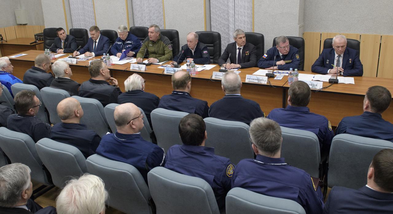 The State Commission meets to approve the Expedition 59 crew's Soyuz launch to the International Space Station, Wednesday, March 13, 2019 at the Cosmonaut Hotel in Baikonur, Kazakhstan. Hague, Koch, and Ovchinin will launch March 14, U.S. time, on the Soyuz MS-12 spacecraft from the Baikonur Cosmodrome for a six-and-a-half month mission on the International Space Station. Photo Credit: (NASA/Bill Ingalls)