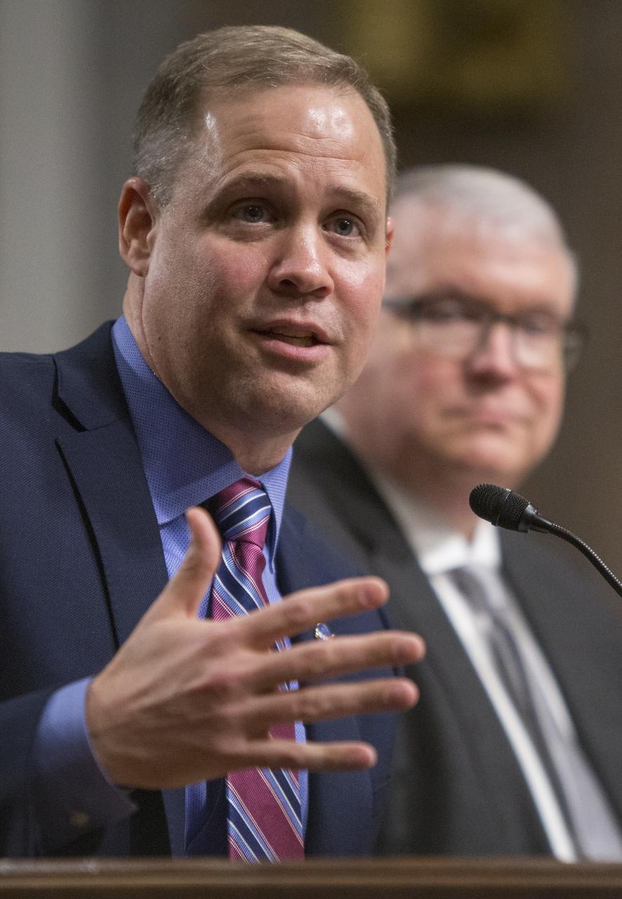 NASA Administrator Jim Bridenstine testifies during a hearing of the Senate Committee on Commerce, Science, and Transportation titled "The New Space Race: Ensuring U.S. Global Leadership on the Final Frontier," Wednesday, March 13, 2019 at the Dirksen Senate Office Building in Washington. Photo Credit: (NASA/Joel Kowsky)