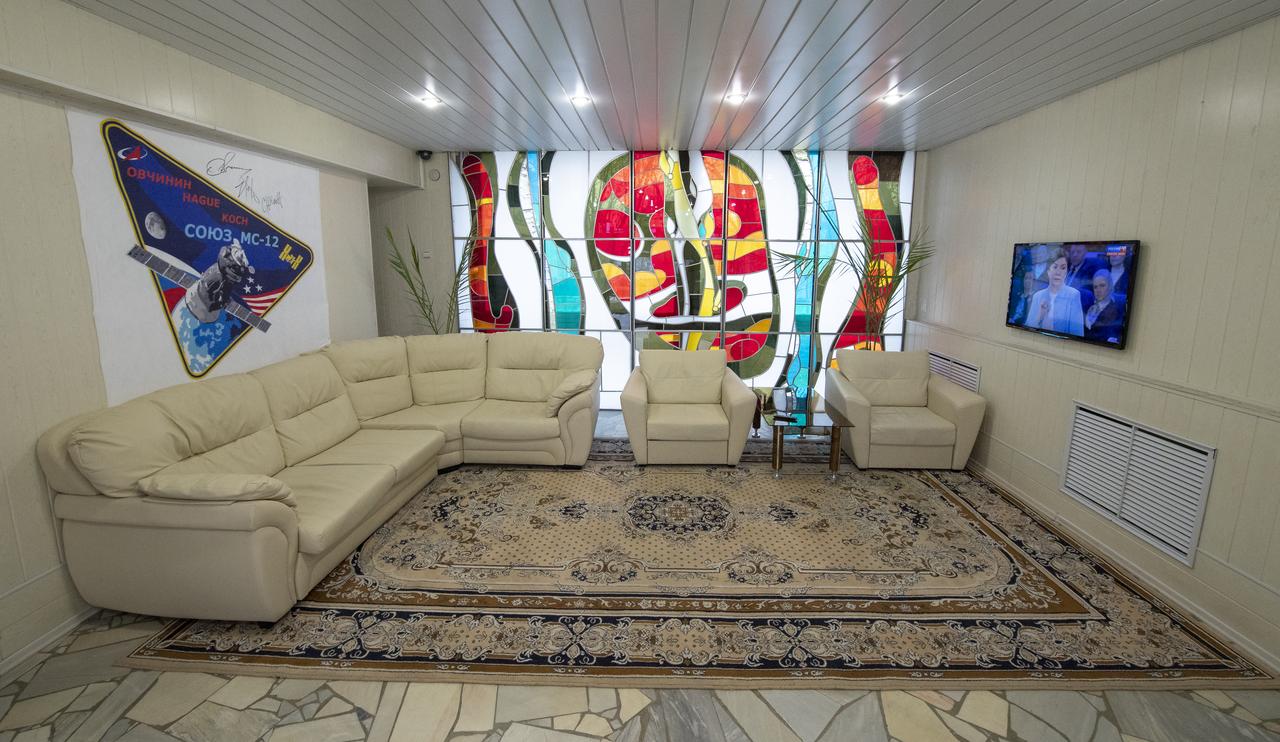 The lobby of the Cosmonaut Hotel sits empty prior to Expedition 59 crewmembers Nick Hague and Christina Koch of NASA, and Alexey Ovchinin of Roscosmos departing for their Soyuz launch to the International Space Station, Thursday, March 14, 2019 in Baikonur, Kazakhstan. Hague, Koch, and Ovchinin will launch March 14, U.S. time, on the Soyuz MS-12 spacecraft from the Baikonur Cosmodrome for a six-and-a-half month mission on the International Space Station. Photo Credit: (NASA/Bill Ingalls)