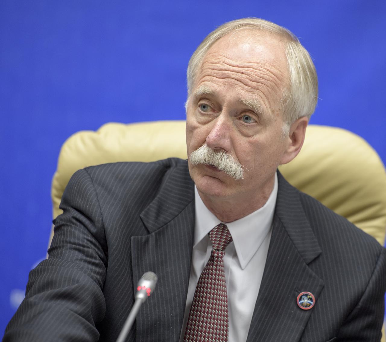 NASA Associate Administrator for the Human Exploration and Operations Directorate William Gerstenmaier answers questions during a Expedition 59 post-docking press conference, Friday, March 15, 2019 at the Baikonur Hotel in Baikonur, Kazakhstan. Photo Credit: (NASA/Bill Ingalls)