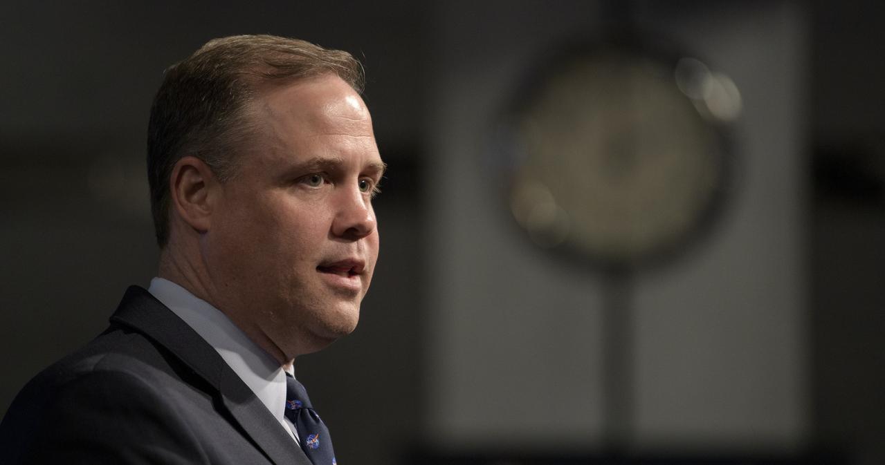NASA Administrator Jim Bridenstine is seen during a NASA town hall event, Monday, April 1, 2019 at NASA Headquarters in Washington. Photo Credit: (NASA/Bill Ingalls)