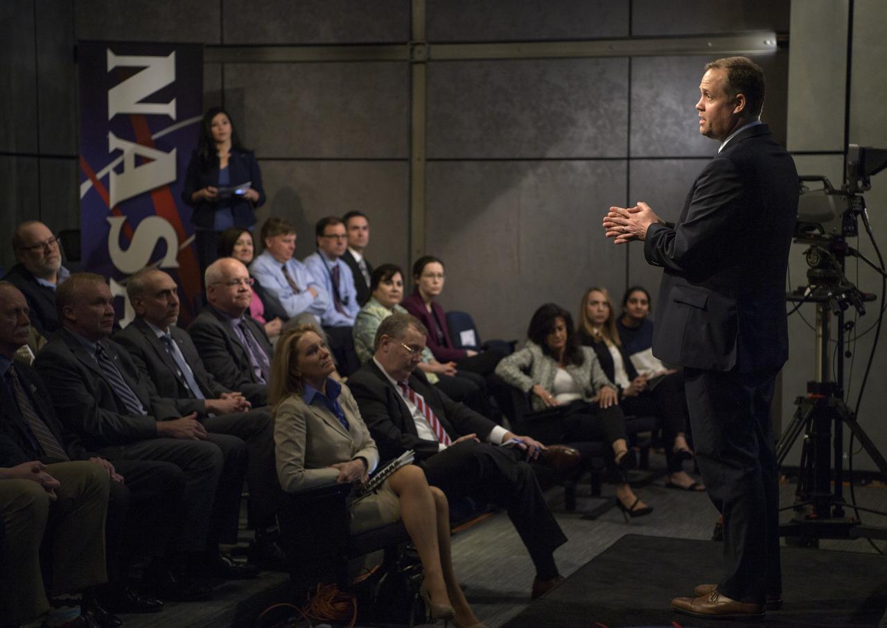 NASA Administrator Jim Bridenstine is seen during a NASA town hall event, Monday, April 1, 2019 at NASA Headquarters in Washington. Photo Credit: (NASA/Bill Ingalls)