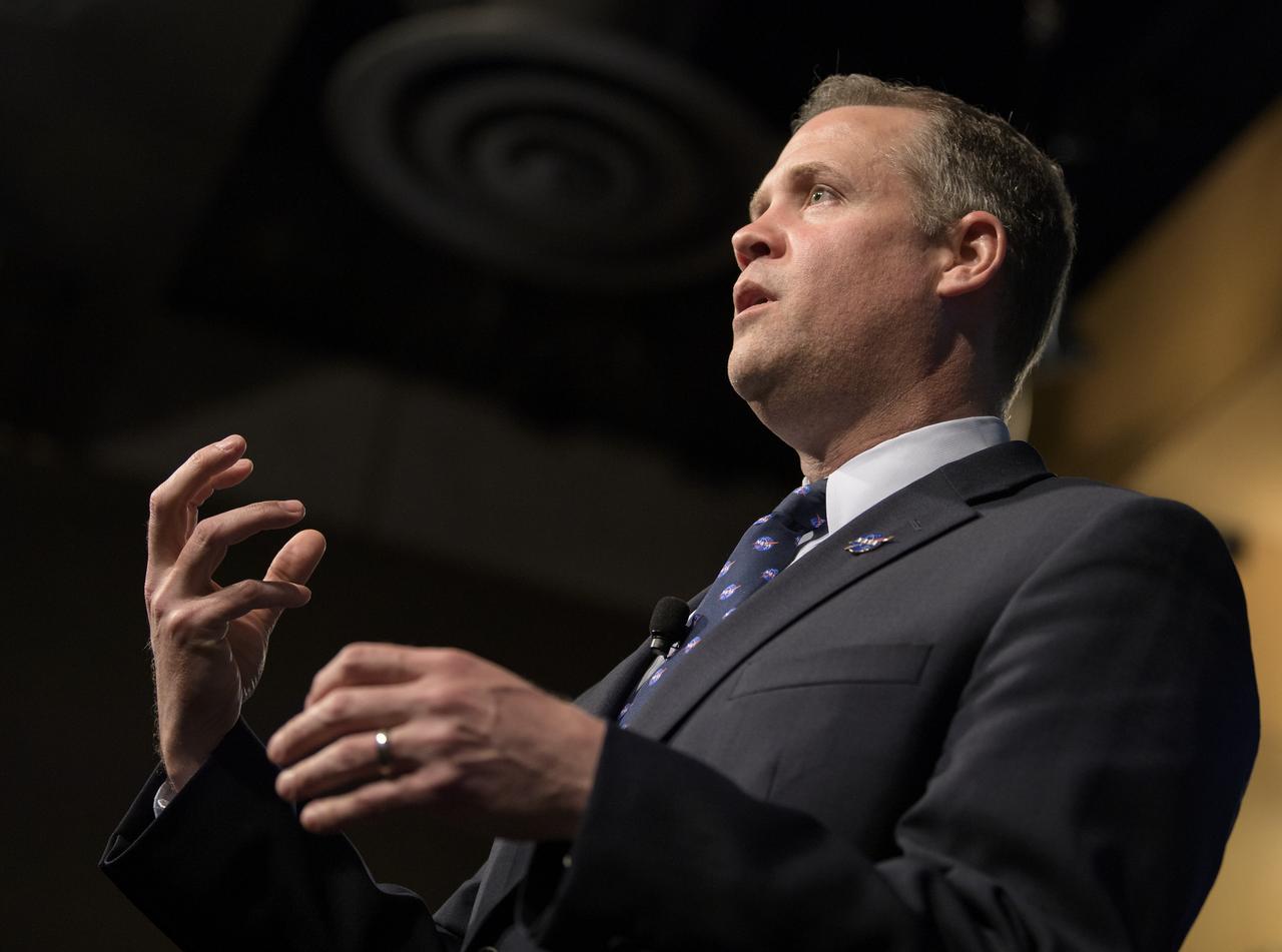 NASA Administrator Jim Bridenstine is seen during a NASA town hall event, Monday, April 1, 2019 at NASA Headquarters in Washington. Photo Credit: (NASA/Bill Ingalls)