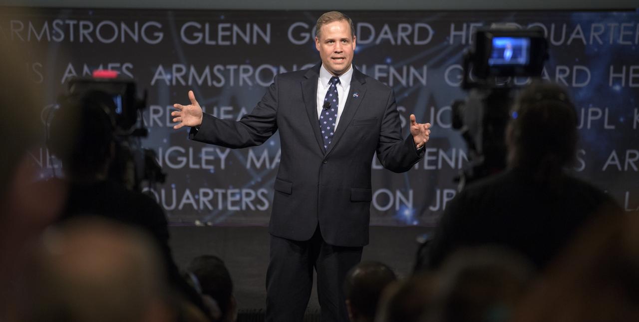 NASA Administrator Jim Bridenstine is seen during a NASA town hall event, Monday, April 1, 2019 at NASA Headquarters in Washington. Photo Credit: (NASA/Bill Ingalls)