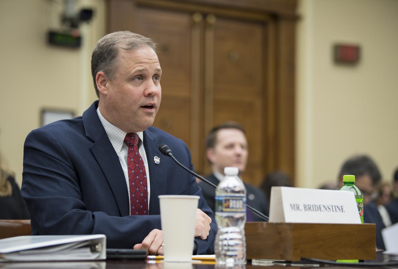 NASA Administrator Jim Bridenstine testifies during a House Committee on Science, Space, and Technology hearing to review the Fiscal Year 2020 budget request for the National Aeronautics and Space Administration, Tuesday, April 2, 2019 at the Rayburn House Office Building in Washington. Photo Credit: (NASA/Aubrey Gemignani)