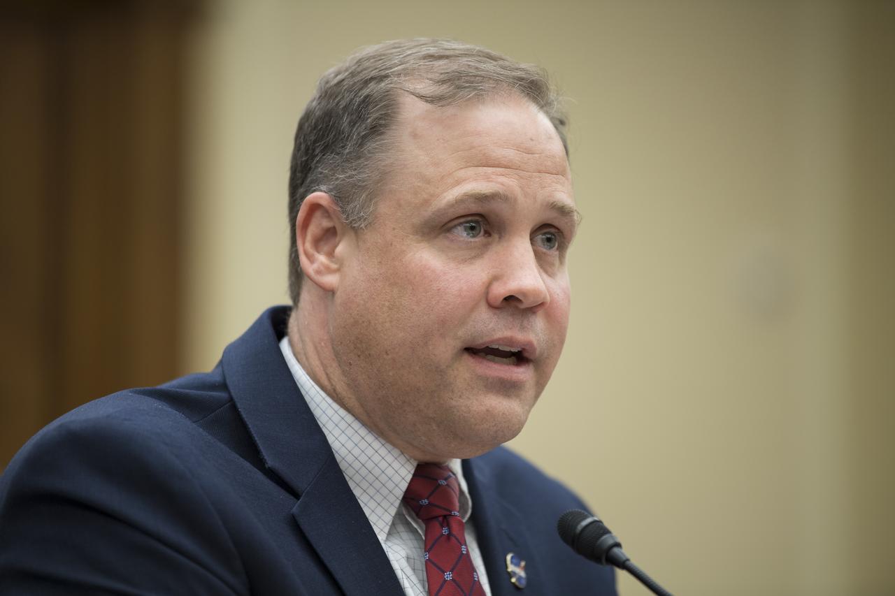 NASA Administrator Jim Bridenstine testifies during a House Committee on Science, Space, and Technology hearing to review the Fiscal Year 2020 budget request for the National Aeronautics and Space Administration, Tuesday, April 2, 2019 at the Rayburn House Office Building in Washington. Photo Credit: (NASA/Aubrey Gemignani)