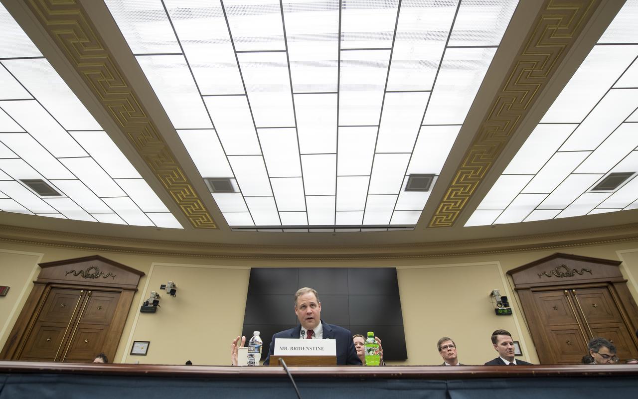 NASA Administrator Jim Bridenstine testifies during a House Committee on Science, Space, and Technology hearing to review the Fiscal Year 2020 budget request for the National Aeronautics and Space Administration, Tuesday, April 2, 2019 at the Rayburn House Office Building in Washington. Photo Credit: (NASA/Aubrey Gemignani)
